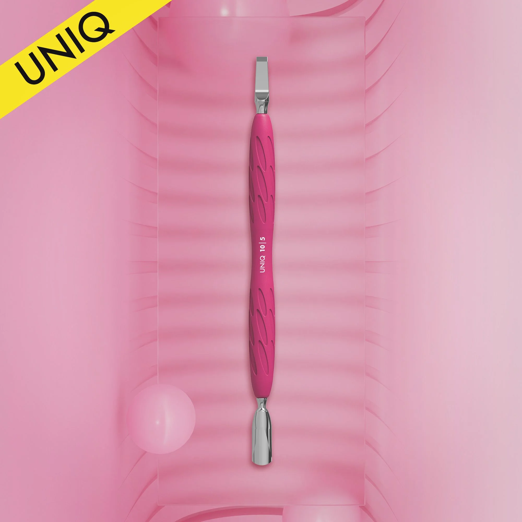 Pogurivač za manikuru Gummy sa silikonskom drškom UNIQ 10 TYPE 5 - dvostrani