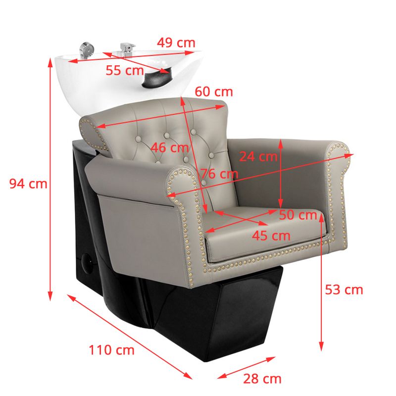 Frizerska stolica za pranje kose s umivaonikom Berlin Grey - Slika 2
