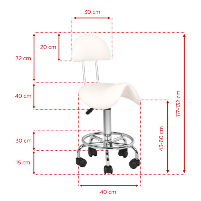 Stolica sedlo s naslonom FA951, bijela