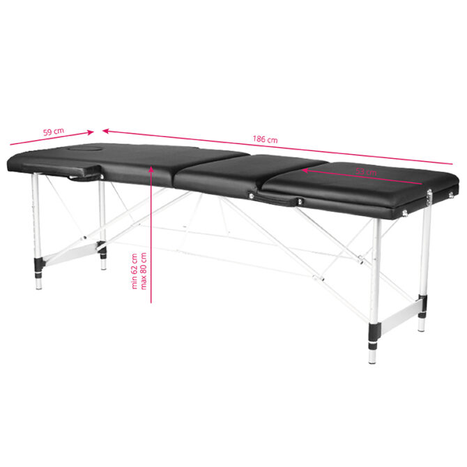 Sklopivi masažni stol Comfort Black, trodijelni - Slika 8