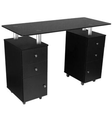 Stol za manikuru s kaljenim staklom Black