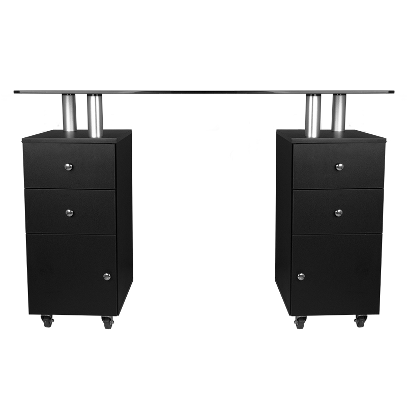 Stol za manikuru s kaljenim staklom Black - Slika 2