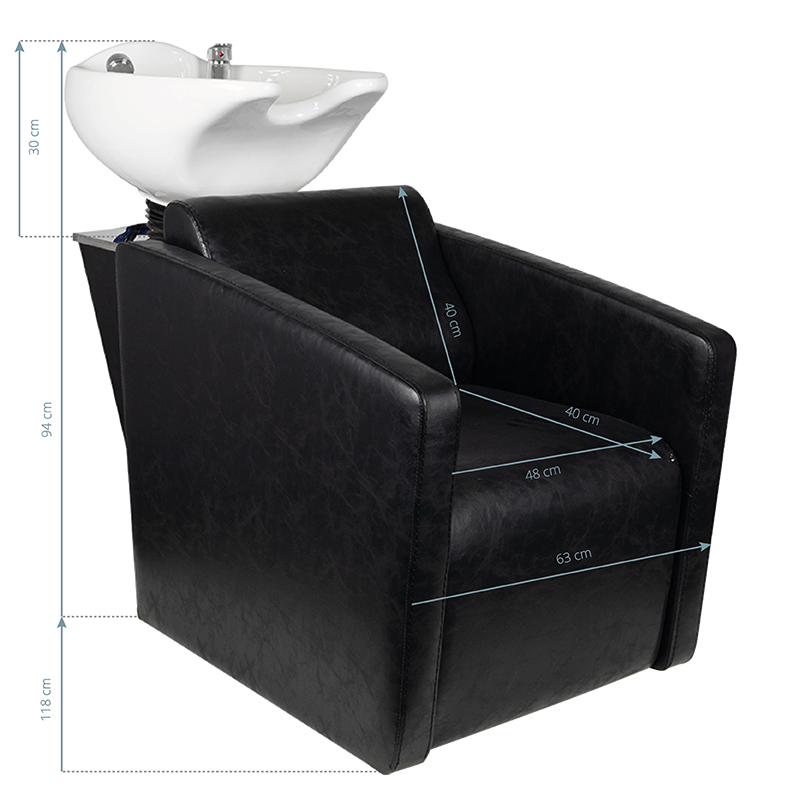 Frizerska stolica za pranje kose s umivaonikom Safe Black - Slika 8