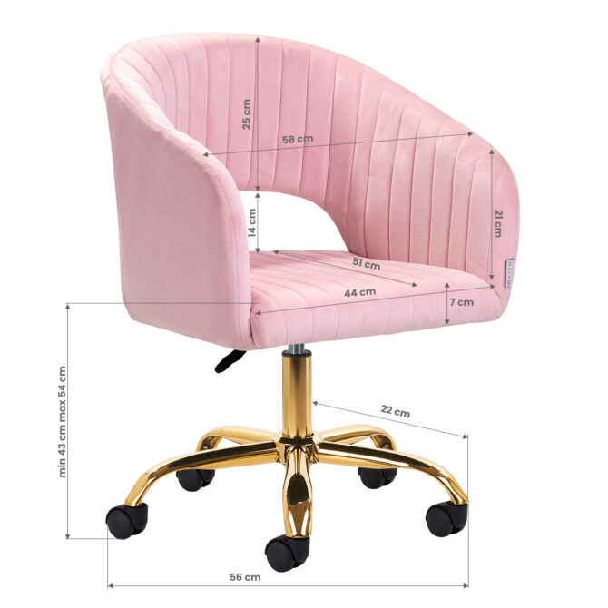 Stolica 4Rico QS-OF212G Baby Pink 3 - Slika 8