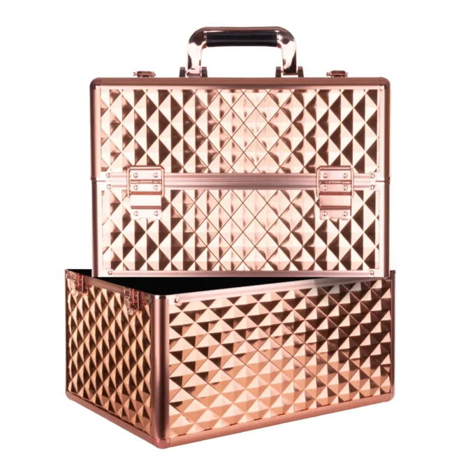 Dvodjelni kozmetički kofer Diamond rose gold - Slika 5