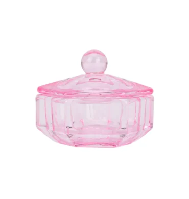 Staklena čašica s poklopcem za tekućine, pink