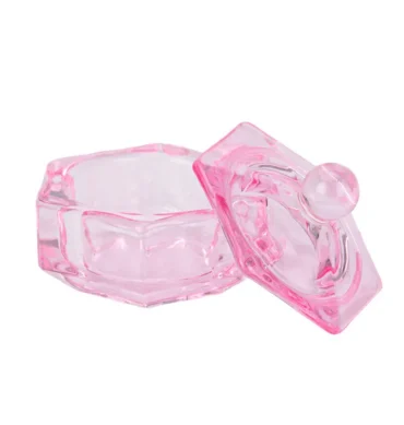 Staklena čašica s poklopcem za tekućine, pink – prikaz 2