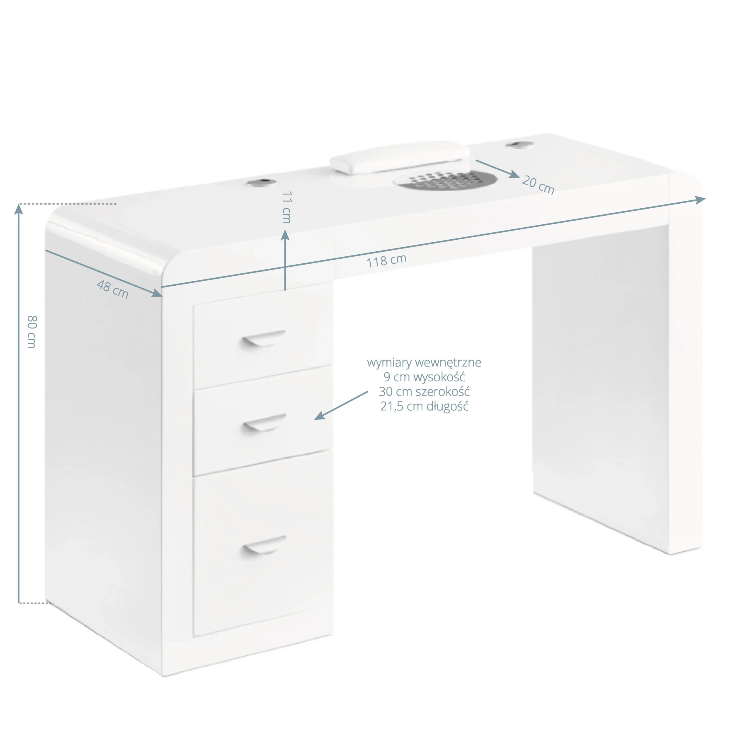 Stol za manikuru sa usisnim sistemom White – prikaz 4