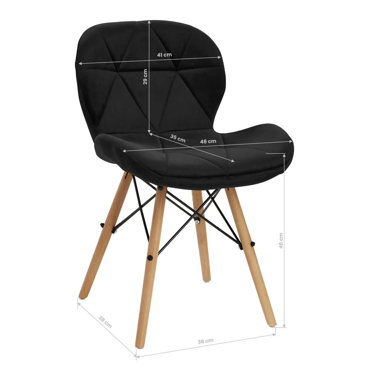 Stolica 4Rico QS-186, crni baršun – prikaz 9
