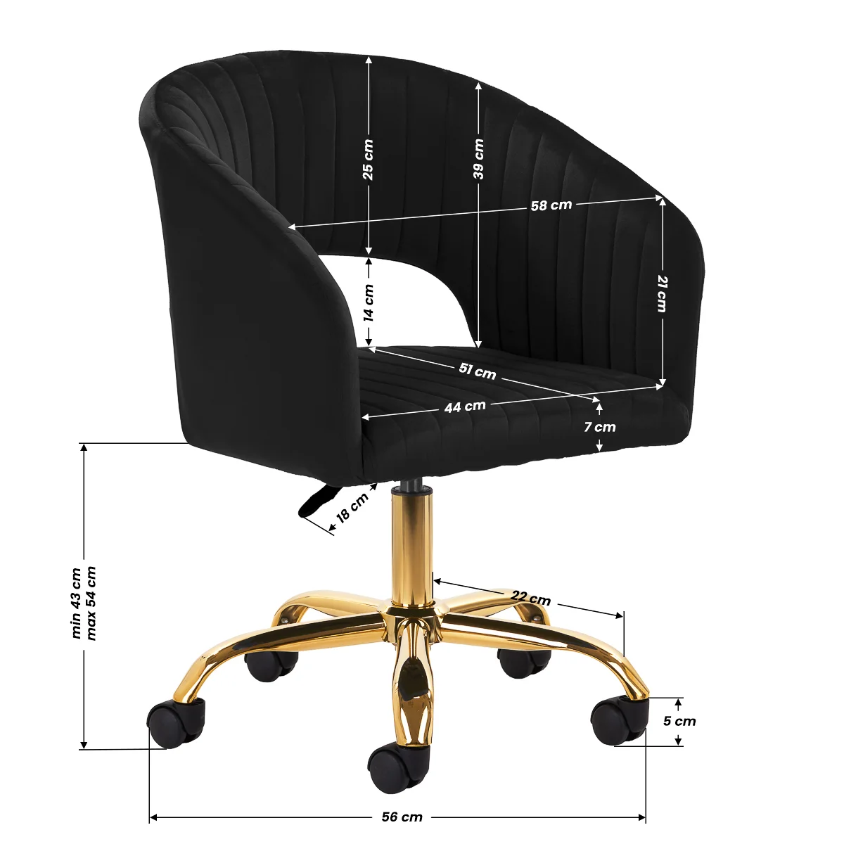 4Rico okretna stolica QS-OF212G crna – prikaz 9
