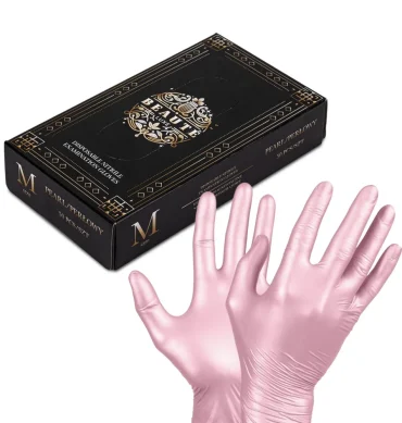 Rukavice nitrilne M - PEARL PINK 50/1