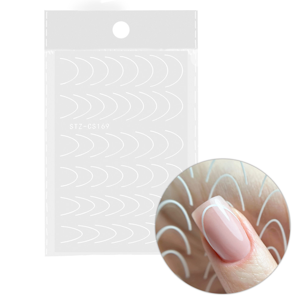 Samoljepljive naljepnice za nokte French - 48 kom, bijele
