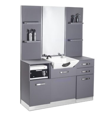 Frizerska konzola s bazom za pranje kose, gray