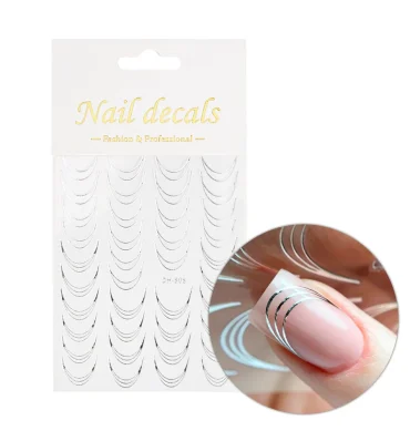 Samoljepljive naljepnice za noke Smile line - silver