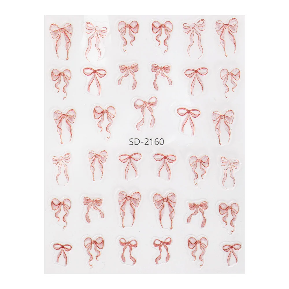 Samoljepljive 5D naljepnice za nokte – Crvene mašnice - Slika 2