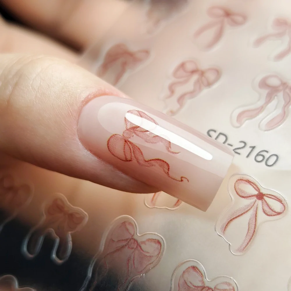 Samoljepljive 5D naljepnice za nokte – Crvene mašnice - Slika 3