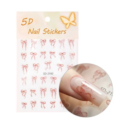 Samoljepljive 5D naljepnice za nokte – Crvene mašnice