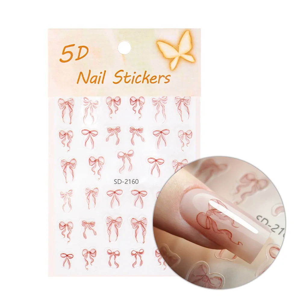 Samoljepljive 5D naljepnice za nokte – Crvene mašnice