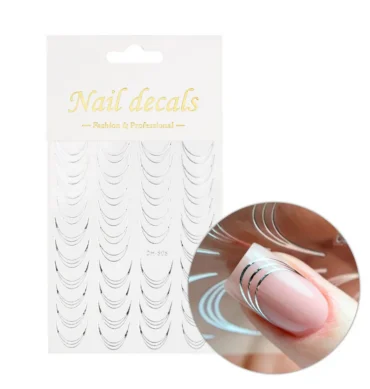 Samoljepljive naljepnice za noke Smile line - silver