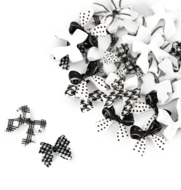 Ukrasi za nokte mašnice 3D crno bijele - 20 kom