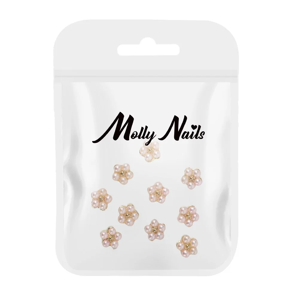 Ukrasi za nokte cvijetići 3D pearl pinky -10 kom - Slika 4
