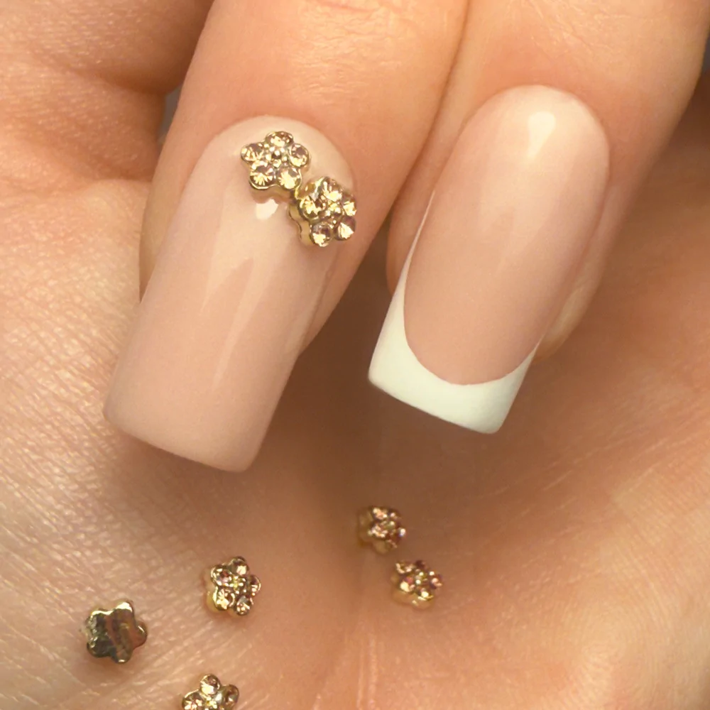 Ukrasi za nokte cvijetići 3D rose gold -10 kom - Slika 2