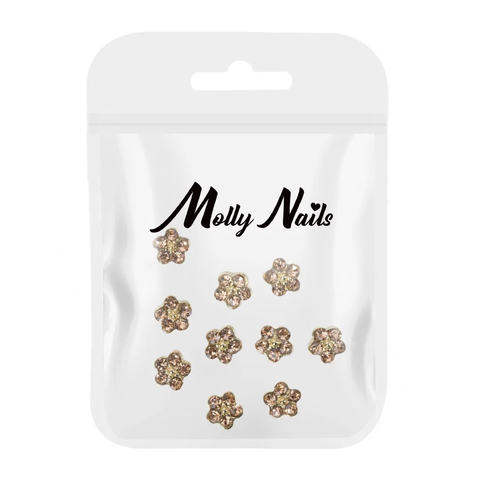 Ukrasi za nokte cvijetići 3D rose gold -10 kom - Slika 4