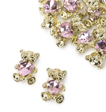 Ukrasi za nokte 3D medvjedići pink heart - 10 kom