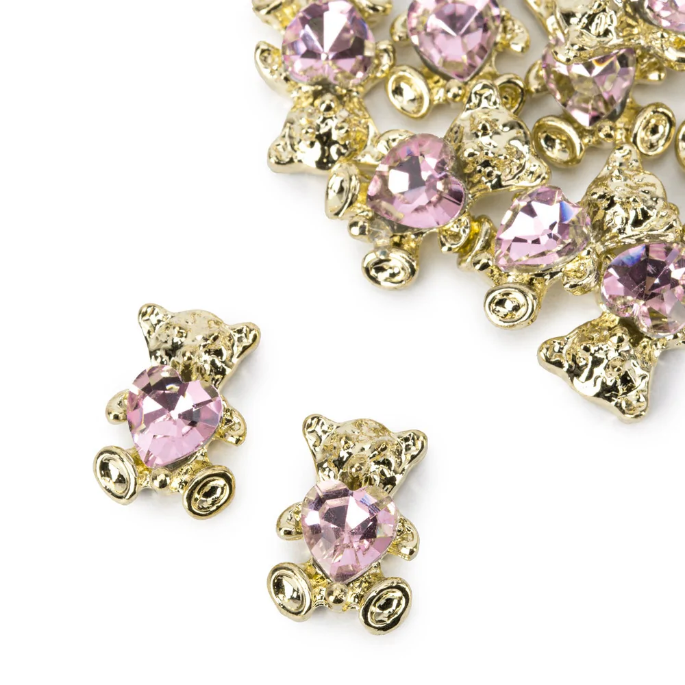 Ukrasi za nokte 3D medvjedići pink heart - 10 kom