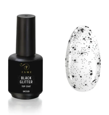 Black Glitter Top Coat - 15 ml