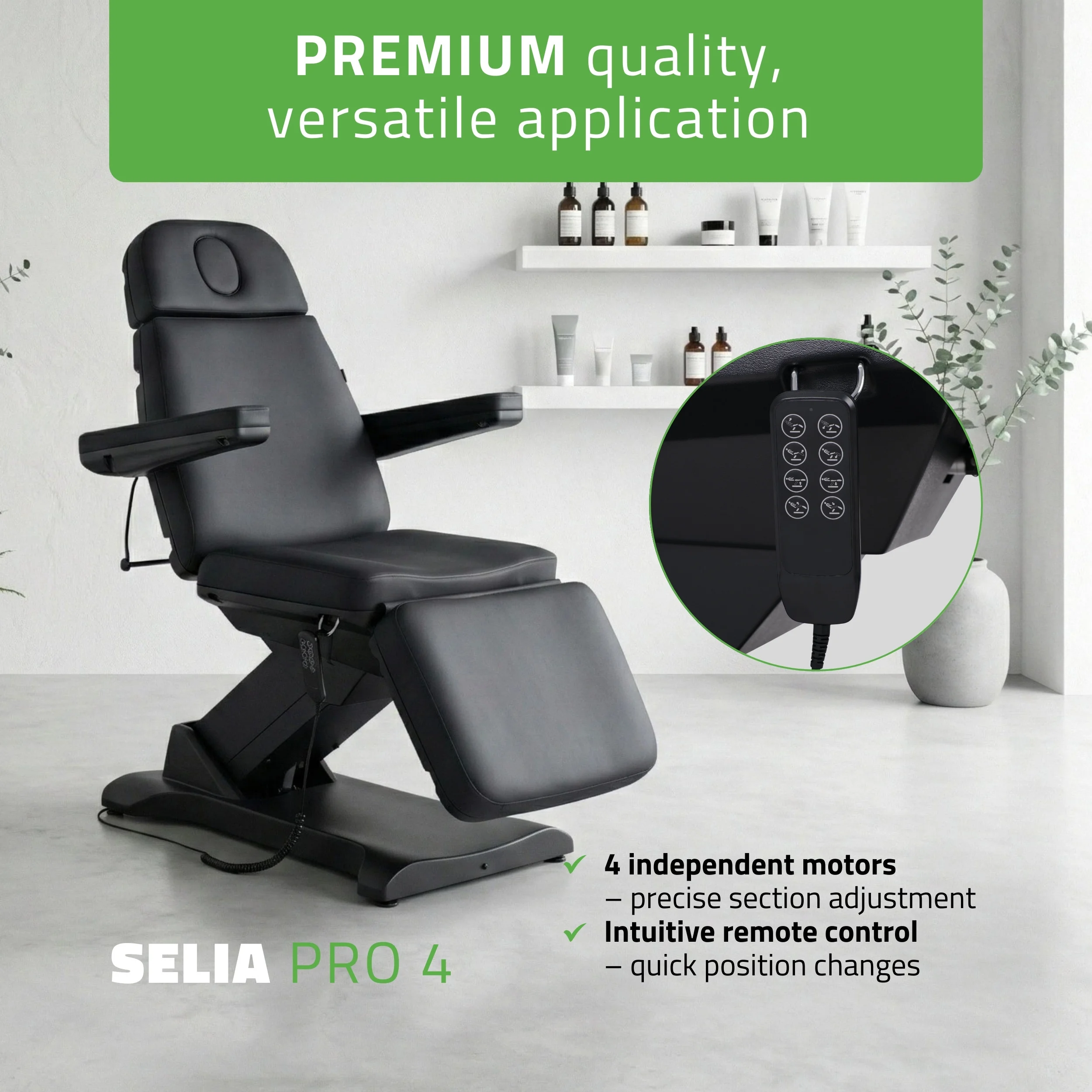 Električna kozmetička stolica Selia PRO 4 K315, black – prikaz 2