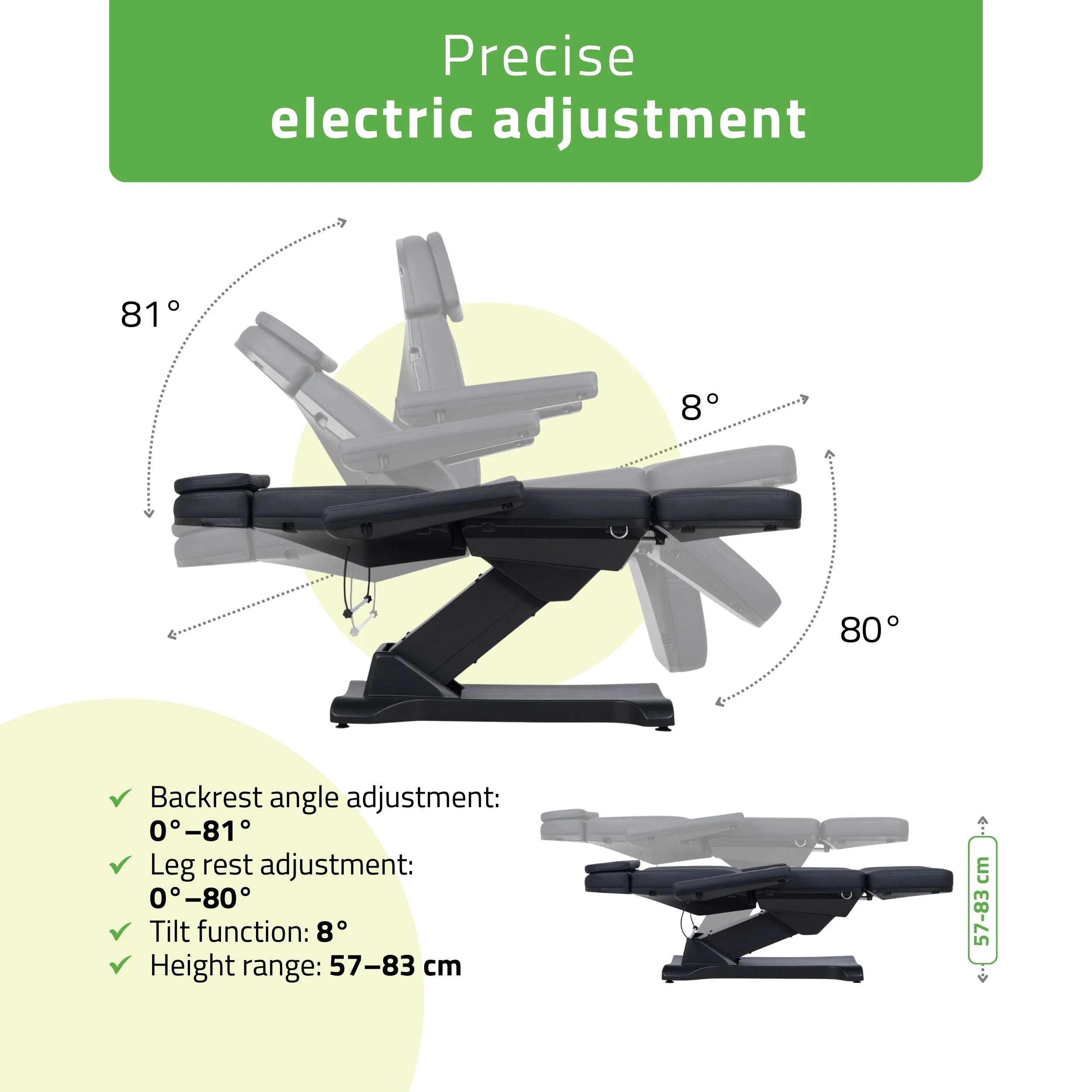 Električna kozmetička stolica Selia PRO 4 K315, black – prikaz 3