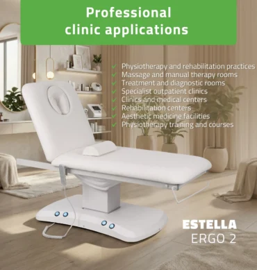 Estell Ergo električni kozmetički krevet, bijeli, 2 motora – prikaz 2