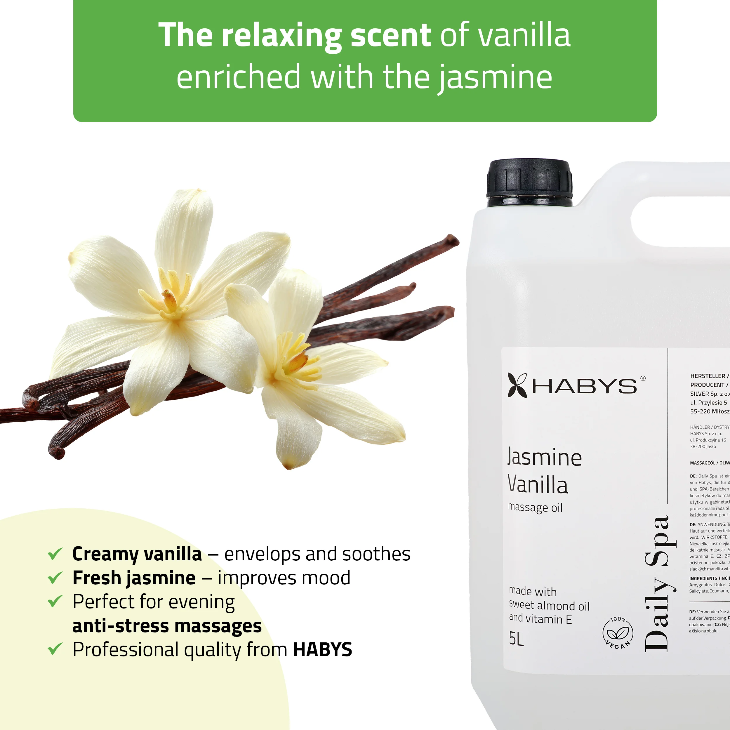 Ulje za masžu Daily Spa Jasmine Vanilla, 5000 ml – prikaz 5