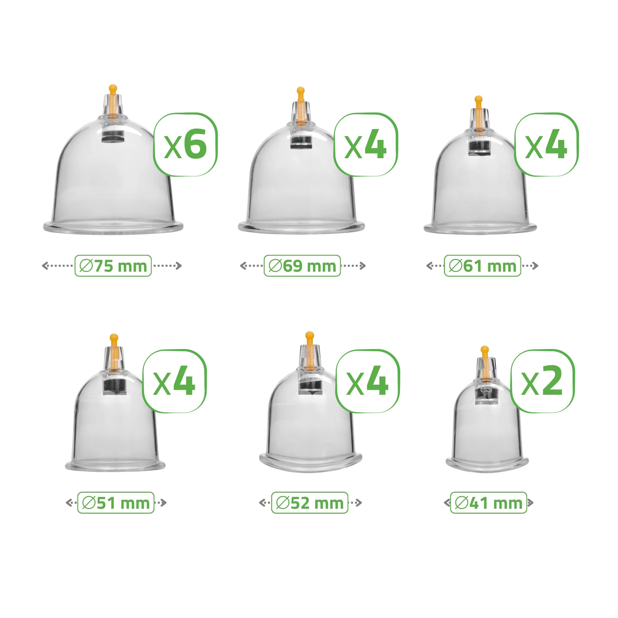 Vakumske čašice za cupping masažu s pumpicom – 24 kom. – prikaz 2