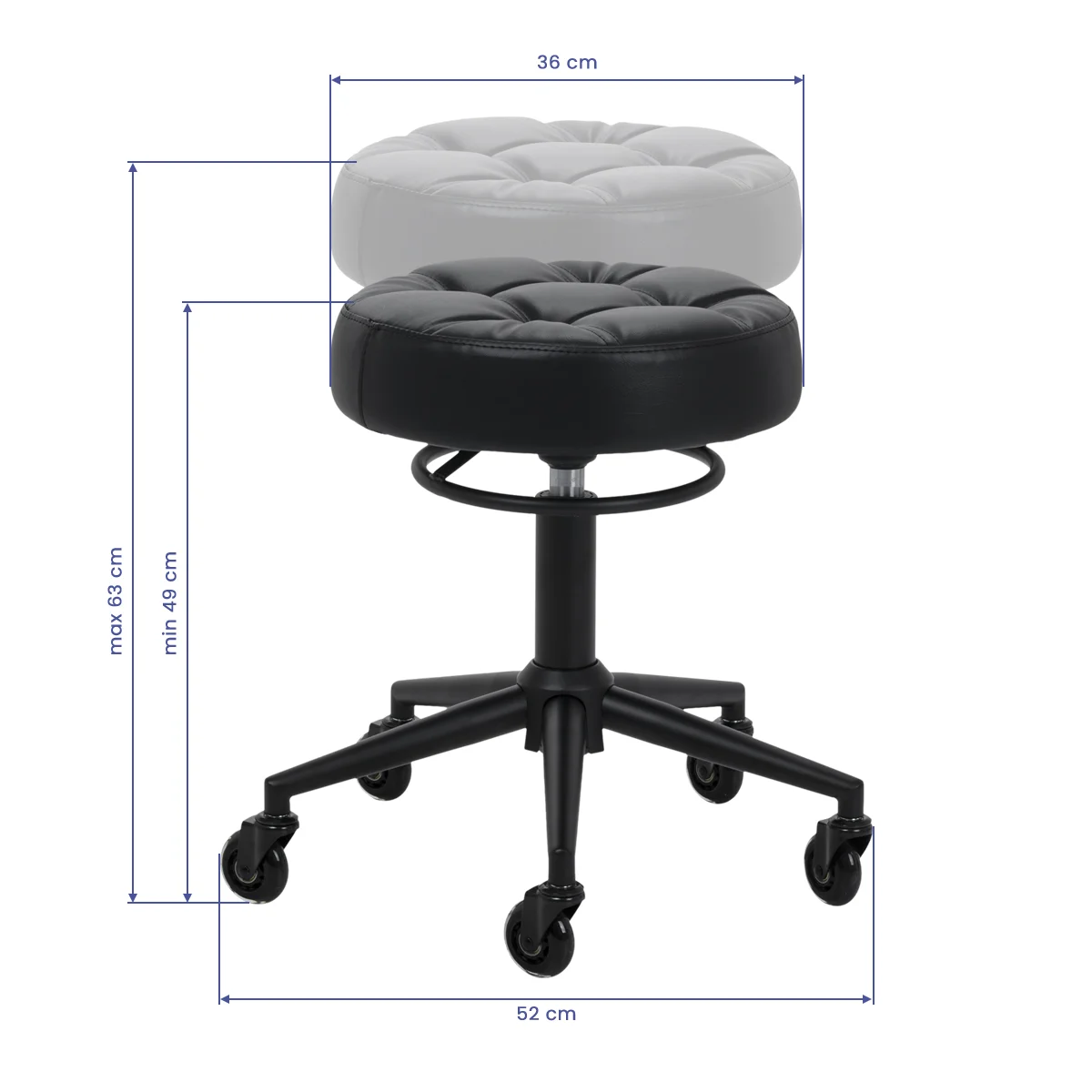 Frizerska radna stolica D054 – crna – prikaz 6