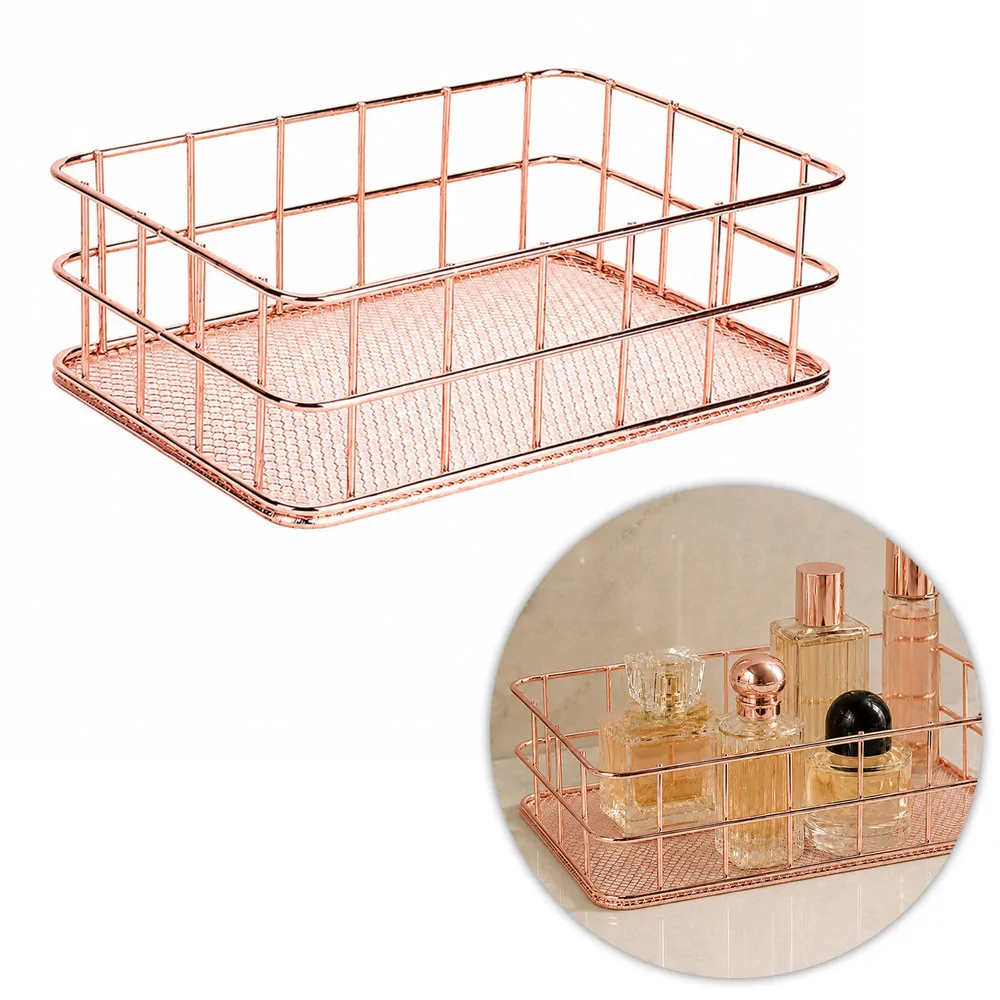 Metalna košarica za organizaciju - Rose gold 1