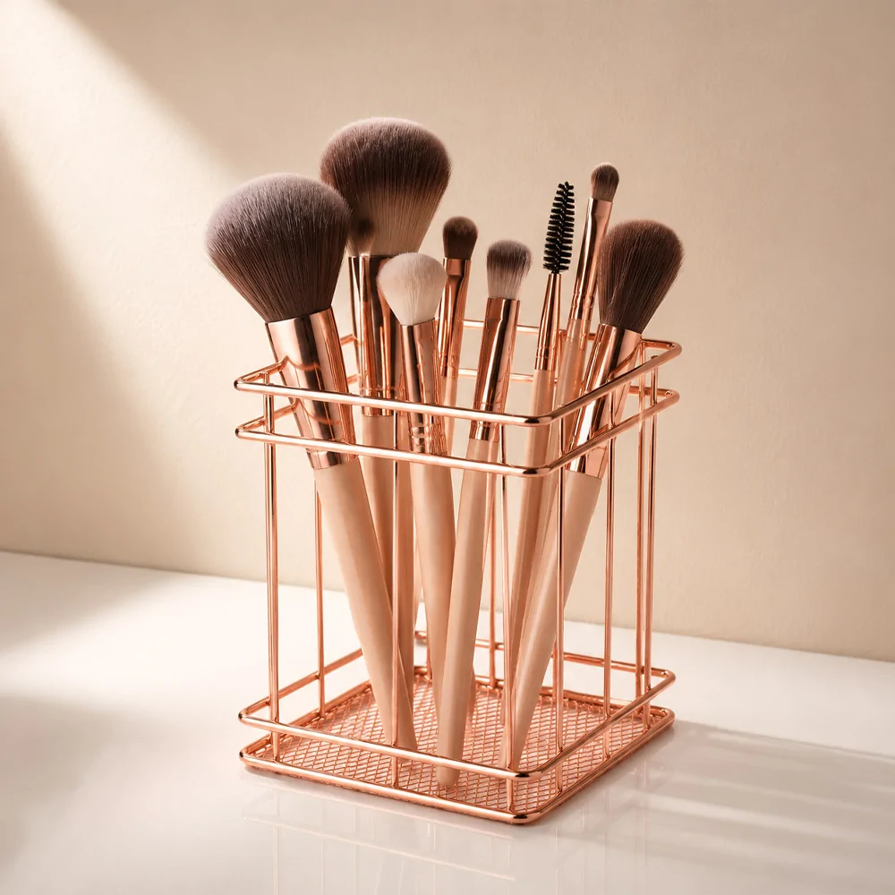Metalna košarica za odlaganje kistova - Rose gold 2 - Slika 2