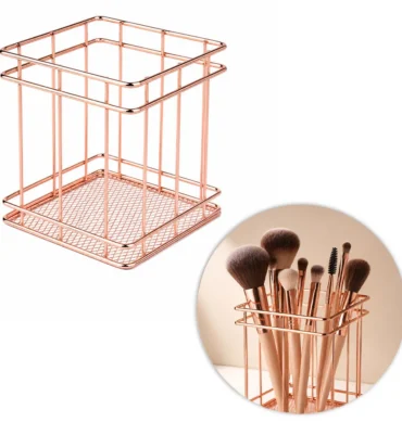 Metalna košarica za odlaganje kistova - Rose gold 2
