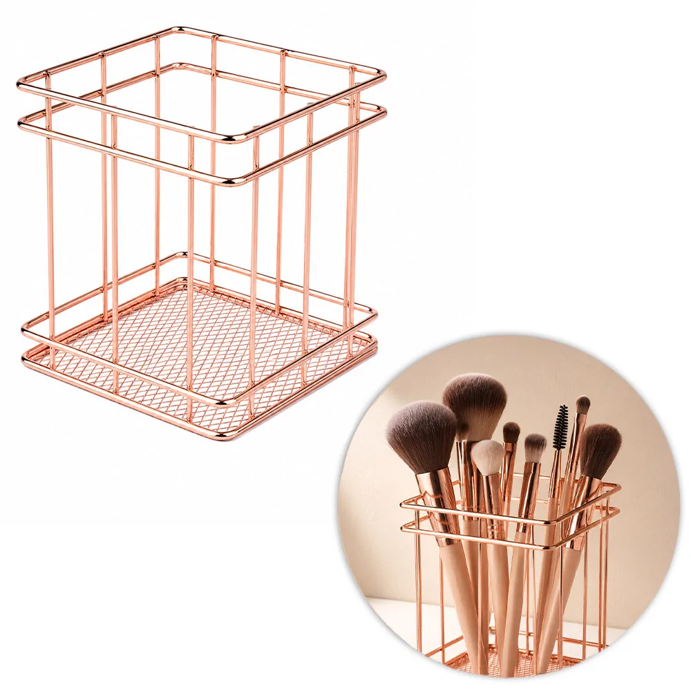 Metalna košarica za odlaganje kistova - Rose gold 2