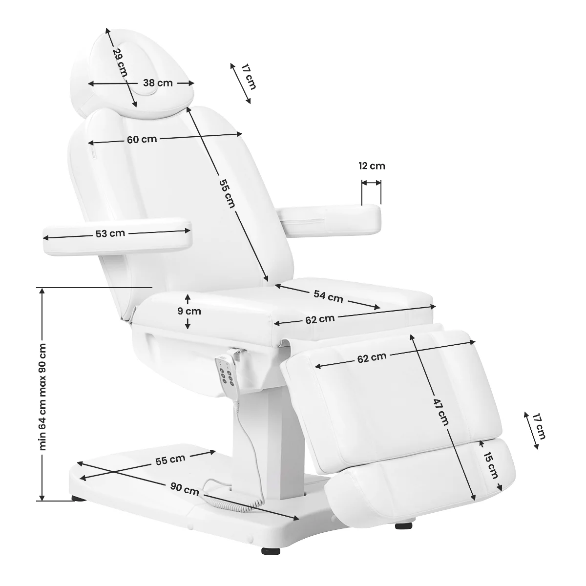 Električna kozmetička stolica 803D White – prikaz 22