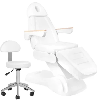 Električna kozmetička stolica Luxury White + kozmetička stolica
