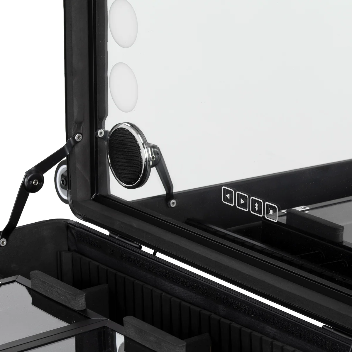 Kozmetički kofer s LED ogledalom i Bluetooth zvučnicima – prikaz 10