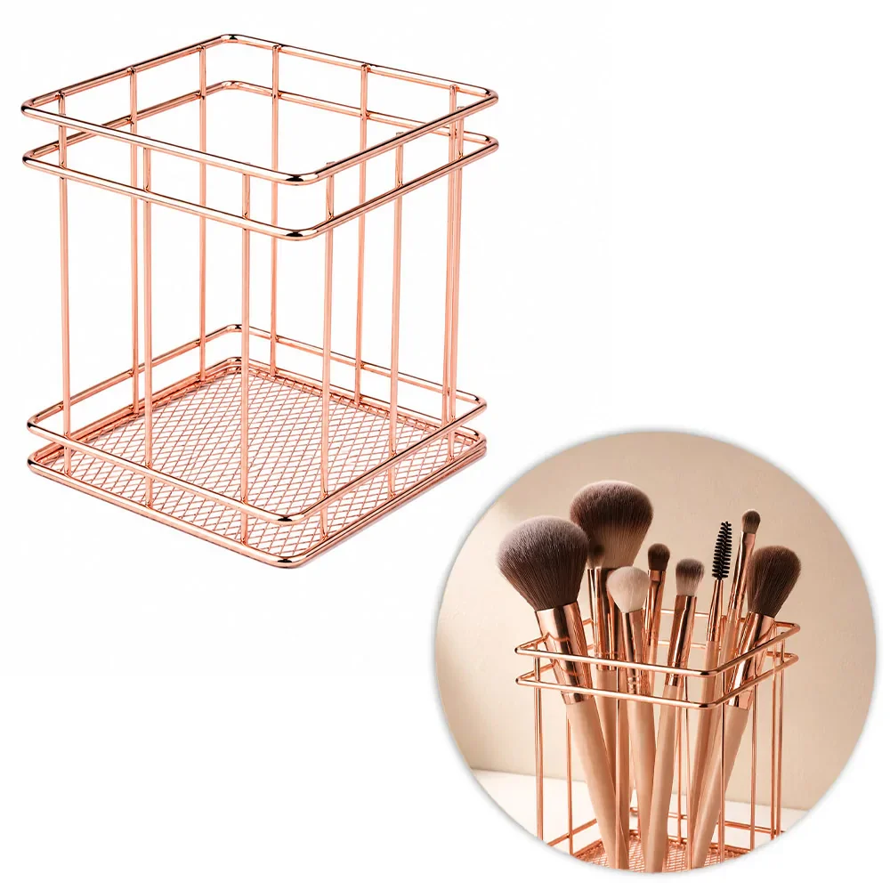 Metalna košarica za odlaganje kistova - Rose gold 2