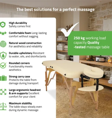Sklopivi masažni stol Comfy Base K5, bež – prikaz 2